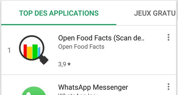 Open Food Facts, on top of App Store rankings