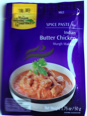 Calories in Asian Home Gourmet Asian home gourmet spice paste for indian butter chicken mild