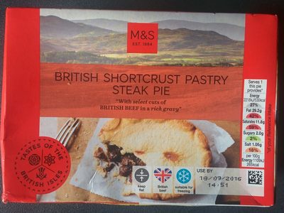 British Shortcrust Pastry Steak Pie - Marks & Spencer - 200 g