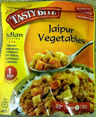 Calories in Tasty Bite Indian jaipur vegetables & paneer cheese simmered with spices & cashews indian jaipur vegetables