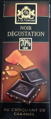 calorie Chocolat noir dégustation 70% au croquant de caramel