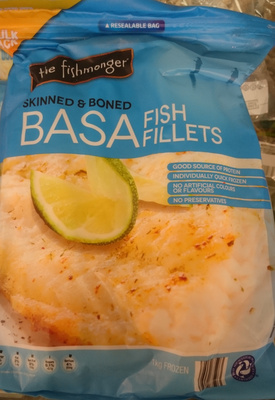 Calories in The Fishmonger Aldi Basa Fish Fillets Skinned and Boned