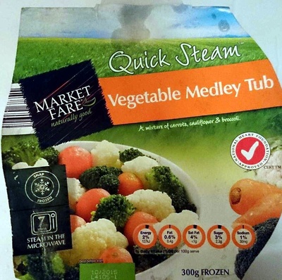 Calories in Market Fare Aldi Vegetable Medley Tub