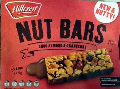 Calories in Hillcrest Aldi Nut Bars Choc Almond and Cranberry