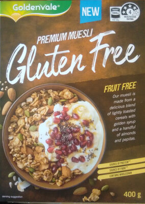 Calories in GoldenVale Premium Muesli Gluten Free - Fruit Free