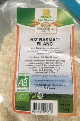 calorie Riz Basmati Blanc