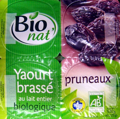 calorie Yaourts au lait entier pruneaux Bio Bionat