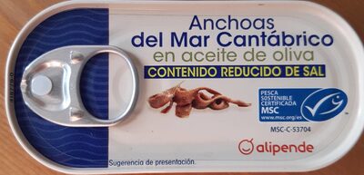 Anchoas del mar Cantábrico aceite oliva  contenido reduc. sal