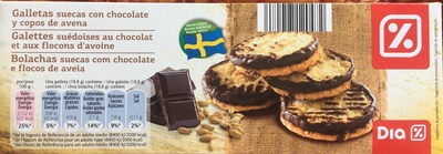 calorie Galettes suédoise au chocolat et aux flocons d'avoine