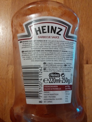 calorie Heinz Barbecue Sauce