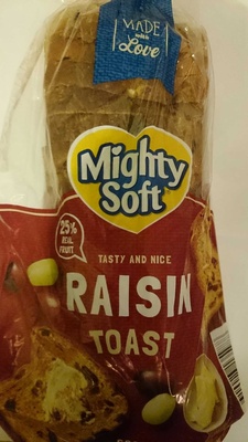 Calories in Mighty Soft Goodman Fielder Mighty Soft Raisin Toast Bread