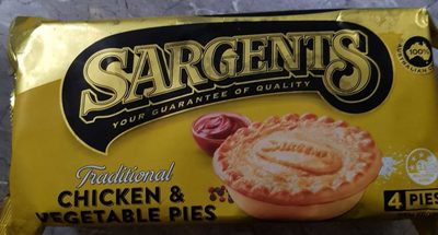 Calories in Sargents Traditional Chicken & Vegetable Pies