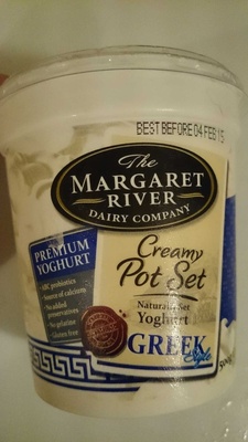 Calories in The Margaret River Dairy Company Creamy Pot Set Natural Set Yoghurt Greek Style