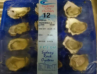 Calories in Sydney City Oysters Fresh Sydney Rock Oysters